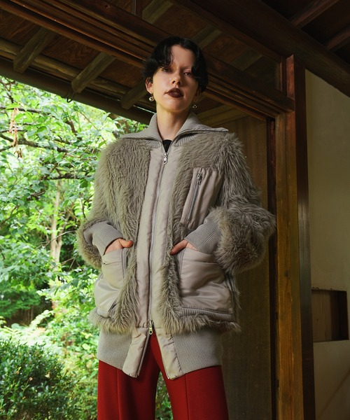 OMMO(オーエムエムオー)の「SHAGGY KNIT BZ(ブルゾン・レディース・オフホワイト/グレー・36/38)」の18枚目の写真