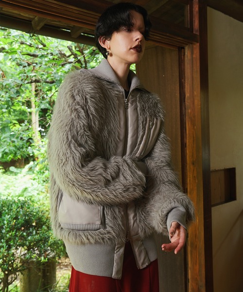 OMMO(オーエムエムオー)の「SHAGGY KNIT BZ(ブルゾン・レディース・オフホワイト/グレー・36/38)」の19枚目の写真