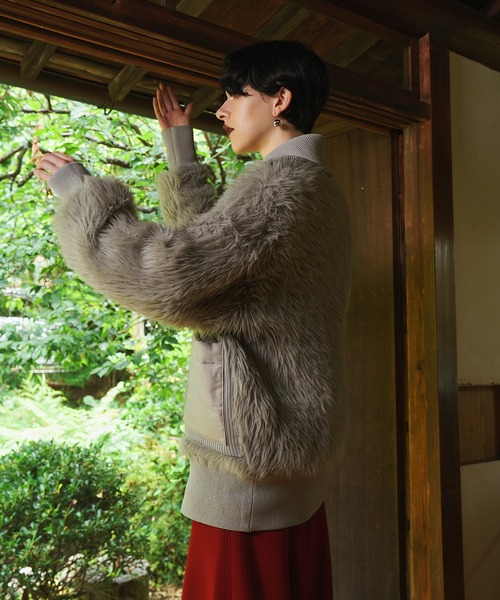 OMMO(オーエムエムオー)の「SHAGGY KNIT BZ(ブルゾン・レディース・オフホワイト/グレー・36/38)」の21枚目の写真
