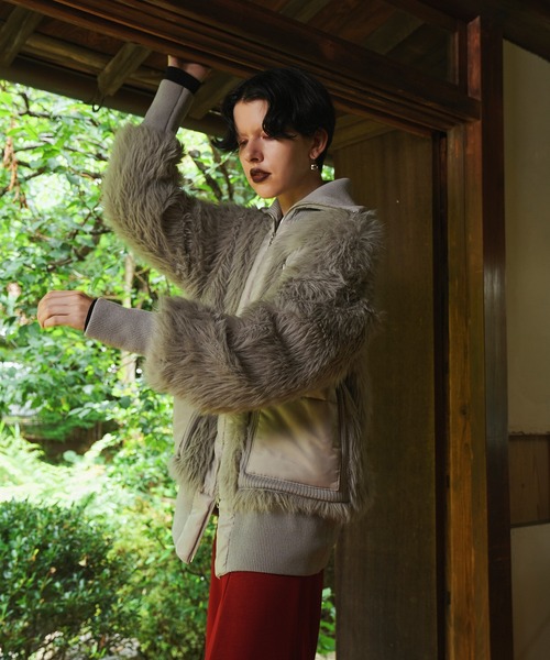 OMMO(オーエムエムオー)の「SHAGGY KNIT BZ(ブルゾン・レディース・オフホワイト/グレー・36/38)」の22枚目の写真