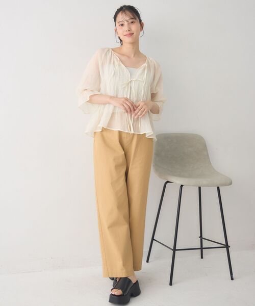 RETRO GIRL(レトロガール)の「2WAYリボンペプラムBL(シャツ/ブラウス・レディース・ナチュラル/ダークブラウン/イエロー/ライトピンク・FREE)」の17枚目の写真