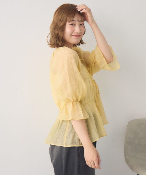 RETRO GIRL(レトロガール)の「2WAYリボンペプラムBL(シャツ/ブラウス・レディース・ナチュラル/ダークブラウン/イエロー/ライトピンク・FREE)」の22枚目の写真