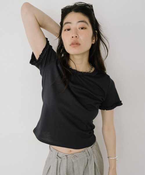 DRWCYS(ドロシーズ)の「フリルトリムTシャツ(Tシャツ/カットソー・レディース・ホワイト/ネイビー・FREE)」の7枚目の写真