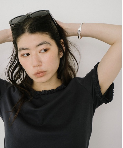 DRWCYS(ドロシーズ)の「フリルトリムTシャツ(Tシャツ/カットソー・レディース・ホワイト/ネイビー・FREE)」の8枚目の写真