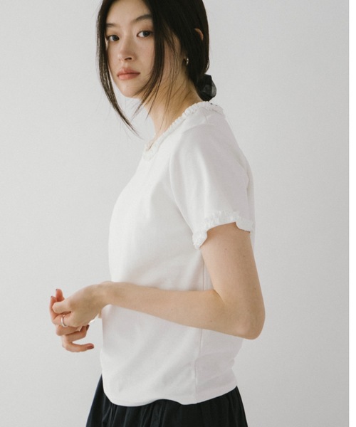 DRWCYS(ドロシーズ)の「フリルトリムTシャツ(Tシャツ/カットソー・レディース・ホワイト/ネイビー・FREE)」の19枚目の写真
