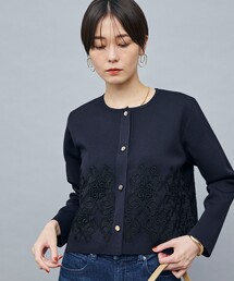 美品 NOLLEY'S ノーリーズ パール 片畦カーディガン ネイビー M カーディガン 色 一覧 NOLLEY'S(ノーリーズ)の「パール付片畦