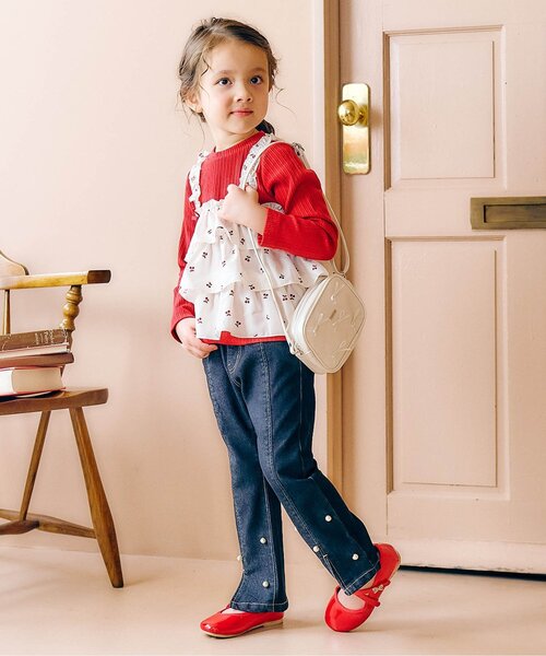 apres les cours（アプレレクール）の「キルティングリボンポシェット（ショルダーバッグ・キッズ・ブラック/アイボリー・FREE）」の6枚目の写真