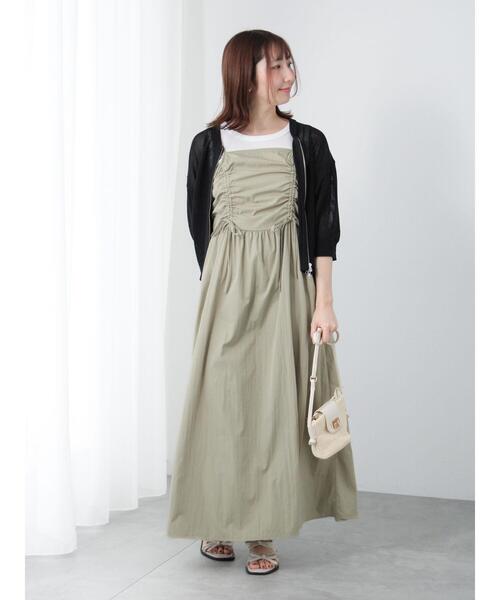 Te chichi TERRASSE（テチチテラス）の「ドロストキャミワンピース（ワンピース・レディース・モカ/カーキ/ブラック・F）」の4枚目の写真