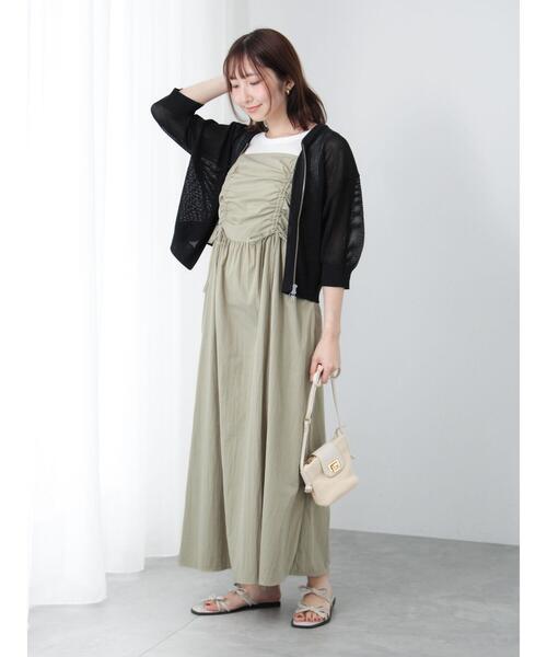 Te chichi TERRASSE（テチチテラス）の「ドロストキャミワンピース（ワンピース・レディース・モカ/カーキ/ブラック・F）」の5枚目の写真