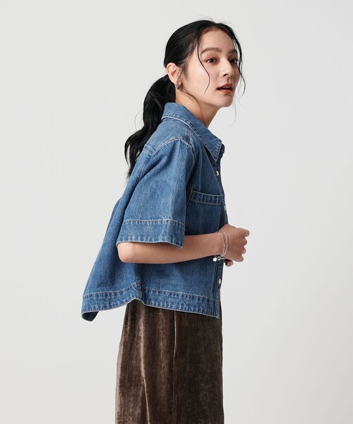 NEEDBY heritage（ニードバイヘリテージ）の「【別注】＜NEEDBY heritage＞ショートスリーブ シャツ（シャツ/ブラウス・レディース・コバルトブルー/ネイビー・FREE）」の4枚目の写真