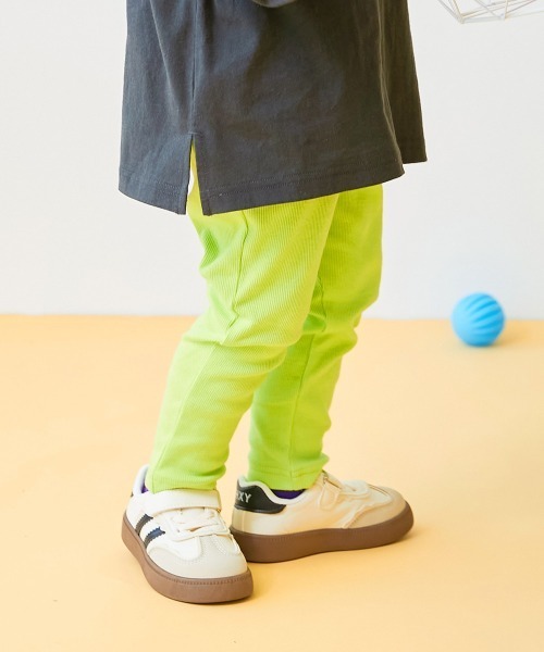 devirock（デビロック）の「【EN-JOY】どっちも前だから1人でお着替え カラフル 無地&総柄 リブパンツ（その他パンツ・キッズ・グリーン系2/ブルー系2/ブルー系1/ベージュ系2/ベージュ系1/グリーン系1/ベージュ系3/ベージュ系4/ピンク系1/パープル系1/パープル系2/ピンク系2/オレンジ系1/ブラック系1/グレー系2/グレー系3/グレー系1・80ｃｍ/90cm/110cm/100cm/120cm/130cm）」の9枚目の写真