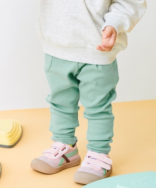 devirock（デビロック）の「【EN-JOY】どっちも前だから1人でお着替え カラフル 無地&総柄 リブパンツ（その他パンツ・キッズ・グリーン系2/ブルー系2/ブルー系1/ベージュ系2/ベージュ系1/グリーン系1/ベージュ系3/ベージュ系4/ピンク系1/パープル系1/パープル系2/ピンク系2/オレンジ系1/ブラック系1/グレー系2/グレー系3/グレー系1・80ｃｍ/90cm/110cm/100cm/120cm/130cm）」の10枚目の写真