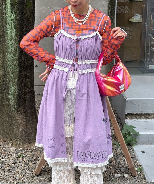 Print Camisole LaceTunic プリントキャミレースチュニック Print Camisole LaceTunic プリントキャミレースチュニック