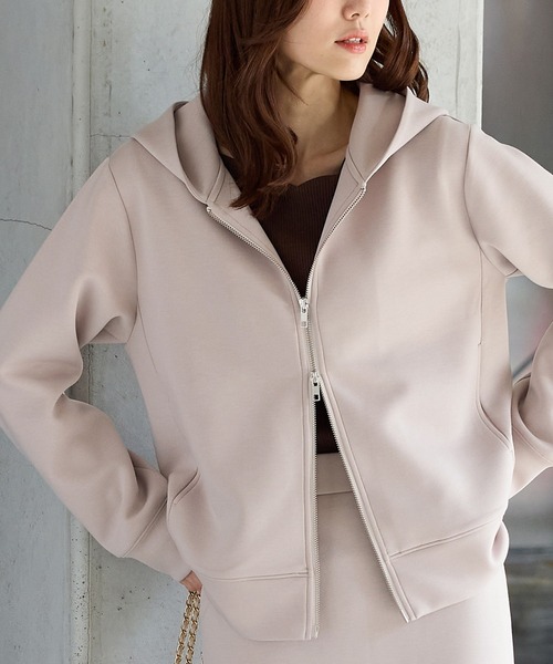 Honeys(ハニーズ)の「ダブルジップパーカー(パーカー・レディース・ヘザーチャコール/グレイッシュベージュ/ブラック/ネイビー/モカ/ピンク・L/LL/M)」の1枚目の写真