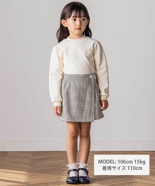 Tartine et Chocolat(タルティーヌエショコラ)の「千鳥チェック柄ラップ風スカパン(100~140cm)(スカート・キッズ・ブラウン系その他/ホワイト系その他2・140cm/130cm/120cm)」の10枚目の写真