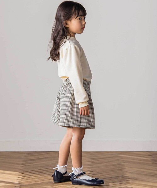 Tartine et Chocolat(タルティーヌエショコラ)の「千鳥チェック柄ラップ風スカパン(100~140cm)(スカート・キッズ・ブラウン系その他/ホワイト系その他2・140cm/130cm/120cm)」の11枚目の写真