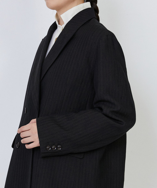 セール】ウールリネンヘリンボーンダブルブレストジャケット