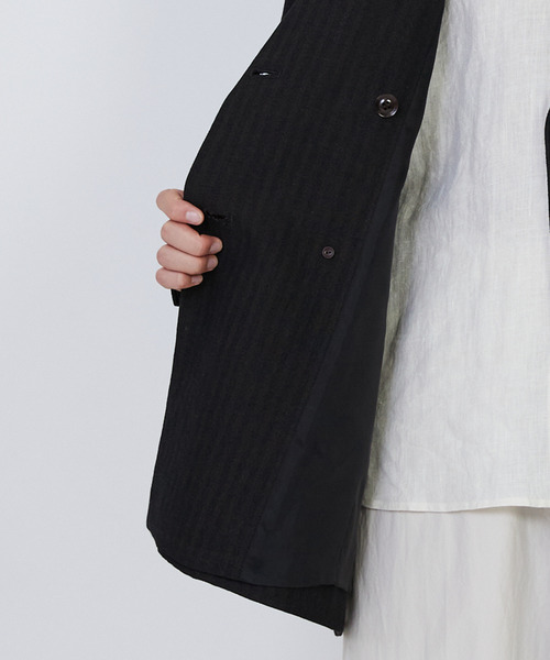 セール】ウールリネンヘリンボーンダブルブレストジャケット