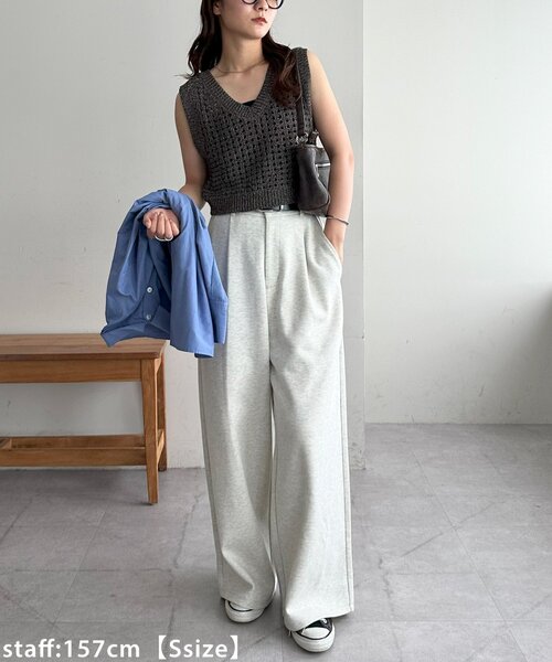 DISCOAT(ディスコート)の「【新色追加!】キレイメスウェットライクパンツ(その他パンツ・レディース・チャコールグレー/ライトベージュ/アイボリー/ブラック/ダークブラウン/ライトグレー/ダークグレー・MEDIUM/LARGE/ML/SMALL/TM/PS)」の11枚目の写真