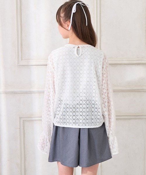 Amourire girl（アムリールガール）の「シャーリングブラウス×ラメリブタンクトップ（シャツ/ブラウス・キッズ・オフホワイト/ブラック・130cm/140cm/150cm/160cm）」の19枚目の写真