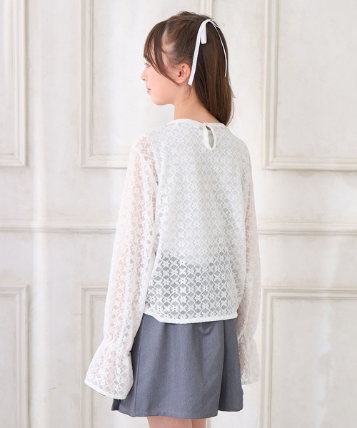 Amourire girl（アムリールガール）の「シャーリングブラウス×ラメリブタンクトップ（シャツ/ブラウス・キッズ・オフホワイト/ブラック・130cm/140cm/150cm/160cm）」の20枚目の写真