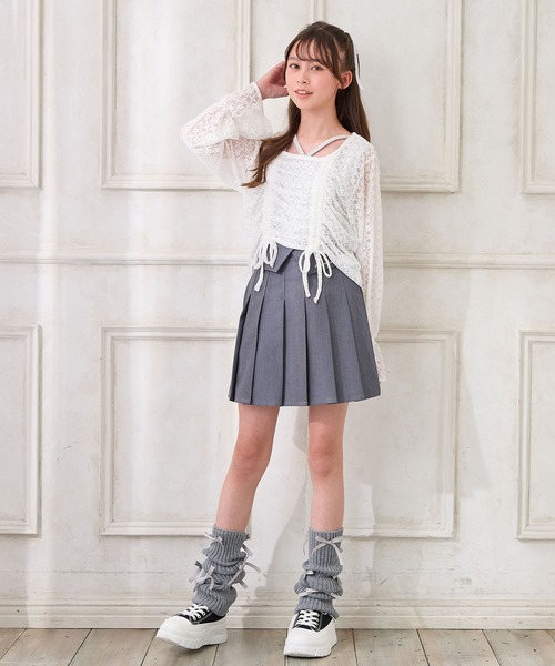 Amourire girl（アムリールガール）の「シャーリングブラウス×ラメリブタンクトップ（シャツ/ブラウス・キッズ・オフホワイト/ブラック・130cm/140cm/150cm/160cm）」の9枚目の写真