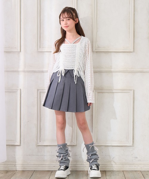 Amourire girl（アムリールガール）の「シャーリングブラウス×ラメリブタンクトップ（シャツ/ブラウス・キッズ・オフホワイト/ブラック・130cm/140cm/150cm/160cm）」の10枚目の写真