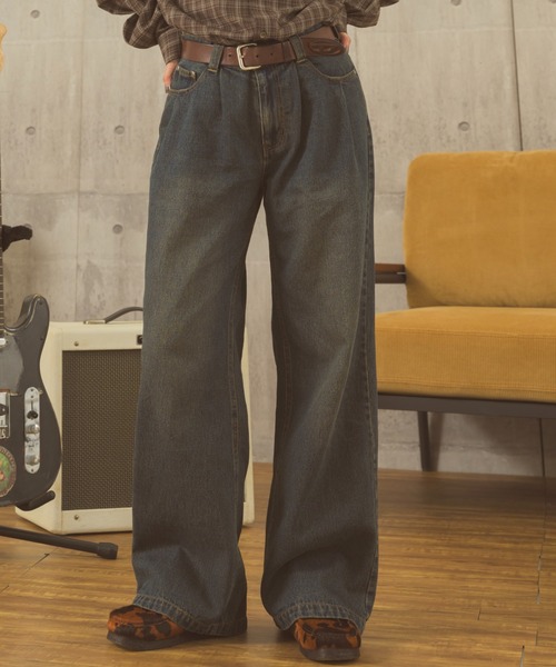 Zooodle(ズードル)の「tuck wide denim pants - タックワイドデニムパンツ -(デニムパンツ・メンズ・ブルー/ブラック・MEDIUM/LARGE)」の2枚目の写真