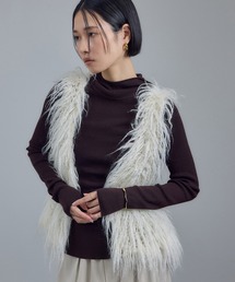 モヘヤロングシャギーハンドニットベスト