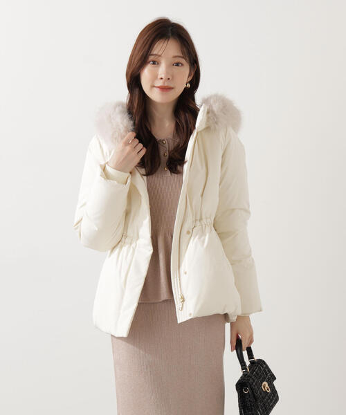 PROPORTION BODY DRESSING（プロポーションボディドレッシング）の「ウエストマークショートダウン / 1215255100（ダウンジャケット/コート・レディース・ブラック/ホワイト系その他/ベージュ・SMALL/MEDIUM）」の2枚目の写真