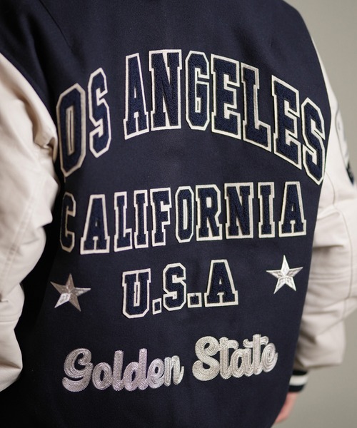 ムラサキスポーツ(ムラサキスポーツ)の「【ムラサキスポーツ限定】DEAR LAUREL ディアローレル × Pla-Jac プラジャック スタジャン スタジアム ジャケット LA VARSITY JACKET D25F-0101(スタジャン・メンズ・ネイビー×ホワイト/ブラック×ホワイト/ブルー・XL/L/M)」の20枚目の写真