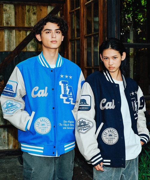 ムラサキスポーツ(ムラサキスポーツ)の「【ムラサキスポーツ限定】DEAR LAUREL ディアローレル × Pla-Jac プラジャック スタジャン スタジアム ジャケット LA VARSITY JACKET D25F-0101(スタジャン・メンズ・ネイビー×ホワイト/ブラック×ホワイト/ブルー・XL/L/M)」の9枚目の写真