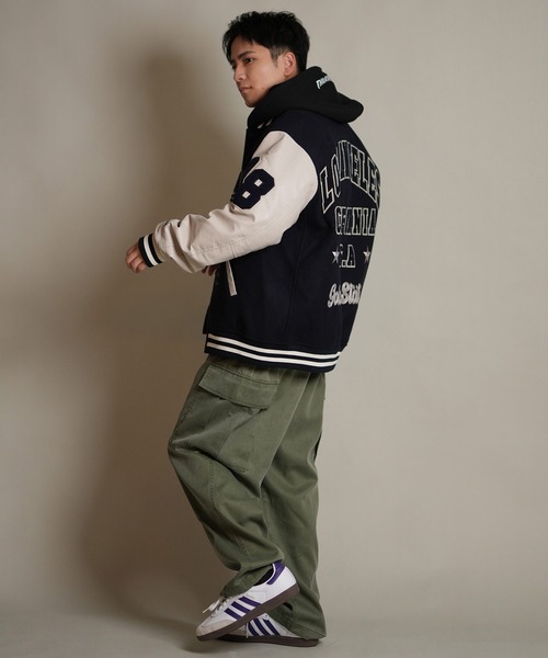 ムラサキスポーツ(ムラサキスポーツ)の「【ムラサキスポーツ限定】DEAR LAUREL ディアローレル × Pla-Jac プラジャック スタジャン スタジアム ジャケット LA VARSITY JACKET D25F-0101(スタジャン・メンズ・ネイビー×ホワイト/ブラック×ホワイト/ブルー・XL/L/M)」の16枚目の写真