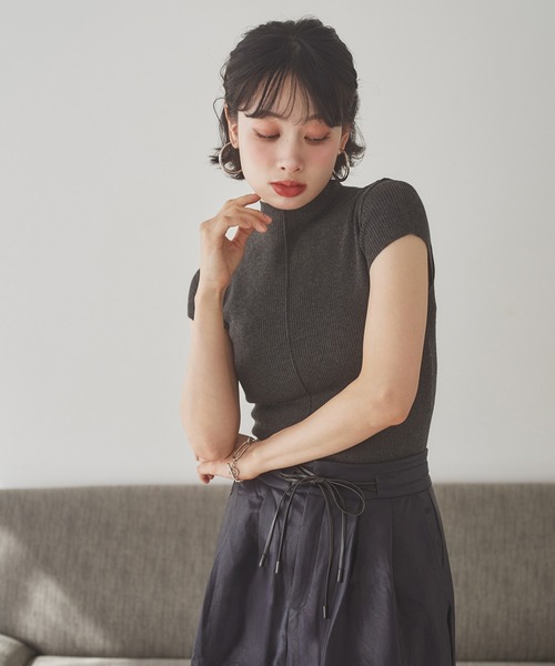 LAULEN(ローレン)の「2way front button lib knit /2wayフロントボタンリブニット(ニット/セーター・レディース・オートミール/ブラウン/チャコールグレー/ブラック・FREE)」の7枚目の写真