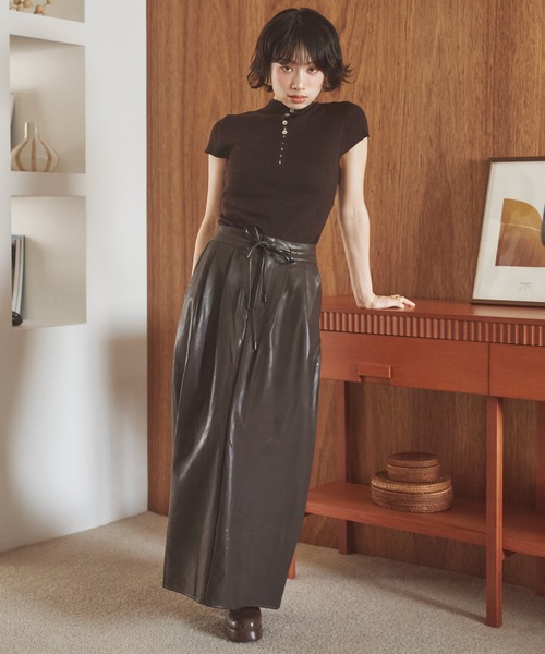 LAULEN(ローレン)の「2way front button lib knit /2wayフロントボタンリブニット(ニット/セーター・レディース・オートミール/ブラウン/チャコールグレー/ブラック・FREE)」の21枚目の写真