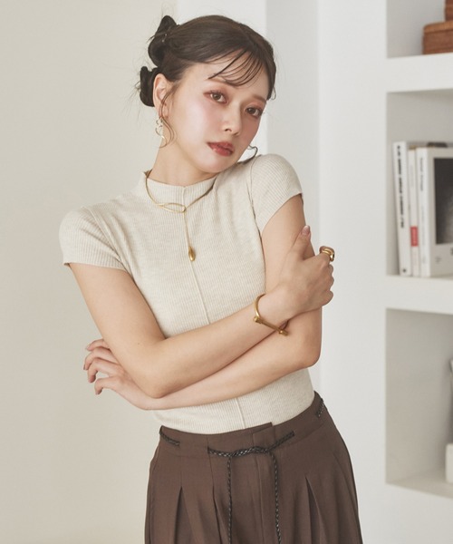 LAULEN(ローレン)の「2way front button lib knit /2wayフロントボタンリブニット(ニット/セーター・レディース・オートミール/ブラウン/チャコールグレー/ブラック・FREE)」の22枚目の写真