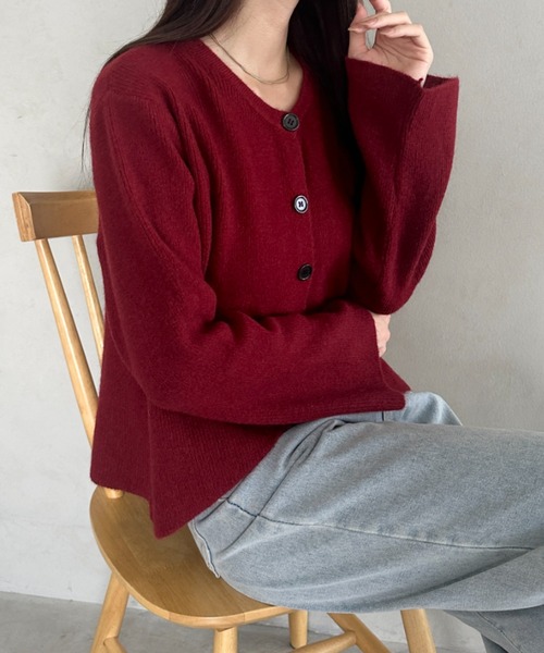 MYMOOD.(マイムード)の「上下2点セットカーディガン&スカートニットセットアップ(ワンピース・レディース・アイボリー/ベージュ/レッド/ブラウン/グレー・FREE)」の19枚目の写真