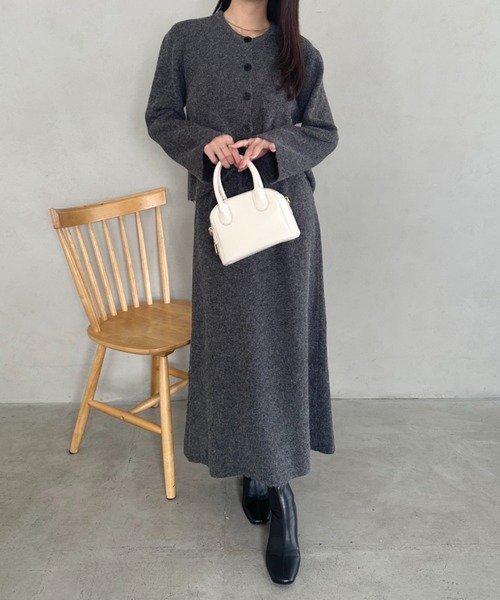 セール】上下2点セットカーディガン＆スカートニットセットアップ