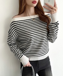 2wayオフショルダーニット ワンショルダー オフショルダー トップス ニット オフショルニット 長袖 秋服