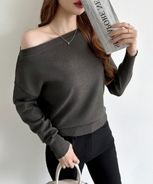 Paloma wool オフショルダー ダークブラウンニットトップス オフショルニット オフショルダー」に該当するファッション通販