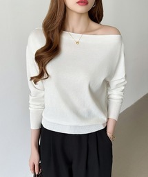 2wayオフショルダーニット ワンショルダー オフショルダー トップス ニット オフショルニット 長袖 秋服