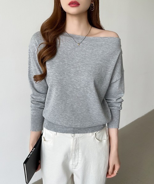 セール】ワンショルダートップス ニット オフショルダー トップス