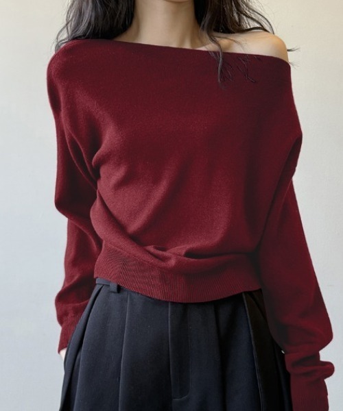 セール】ワンショルダートップス ニット オフショルダー