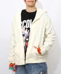 153615：にゃんこスカラー 袖配色パーカー