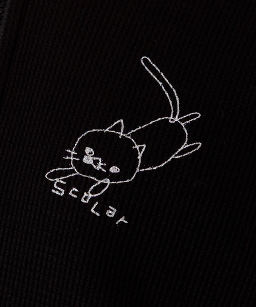 ScoLar（スカラー）の「153615：にゃんこスカラー 袖配色パーカー（パーカー・レディース・グレー/ブラック/アイボリー・M）」の9枚目の写真