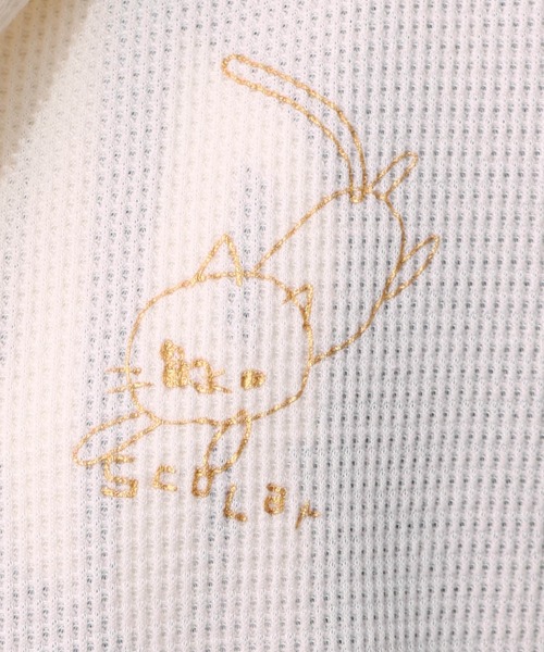 ScoLar（スカラー）の「153615：にゃんこスカラー 袖配色パーカー（パーカー・レディース・グレー/ブラック/アイボリー・M）」の14枚目の写真