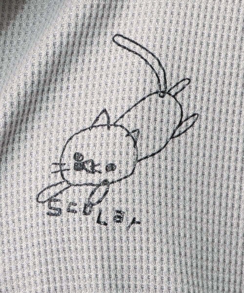 ScoLar（スカラー）の「153615：にゃんこスカラー 袖配色パーカー（パーカー・レディース・グレー/ブラック/アイボリー・M）」の17枚目の写真