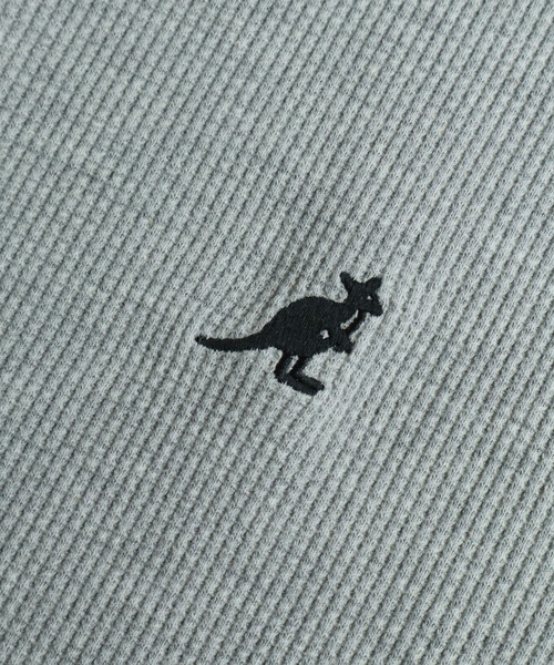 KANGOL（カンゴール）の「【KANGOL/カンゴール】別注 ワッフル ロゴ刺繍 ロングスリーブ ヘンリーネック Tシャツ（Tシャツ/カットソー・メンズ・カーキ/ブラック/オフホワイト/杢グレー/ネイビー・M/L/XL）」の9枚目の写真