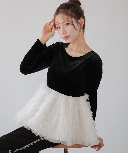 Fit more(フィットモア)の「バレリーナチュチュベロアトップス(その他トップス・レディース・ピンク/グレー/ブラック・FREE)」の4枚目の写真