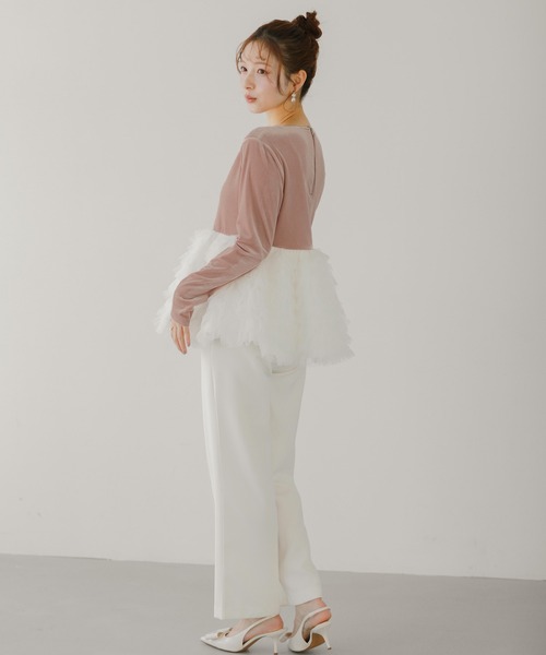 Fit more ✨新品2025AW バレリーナチュチュベロアトップス ブラック バレリーナチュチュベロアトップス（その他トップス）｜Fit more